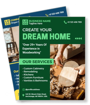 custom cabinetry remodeling kitchens woodworking services flyer design template