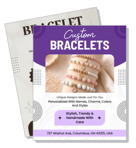 custom handmade bracelets advertisement purple background template