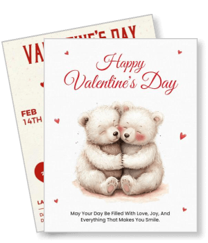 cute teddy bear valentines day card happy love message template