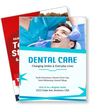 dental care advertisement with dentist and patient template