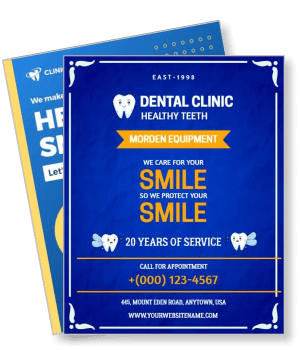 dental clinic blue design smile care modern equipment contact details template