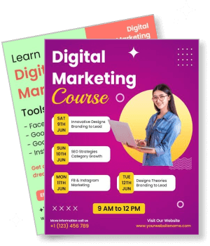 digital marketing course with schedule and contact details template