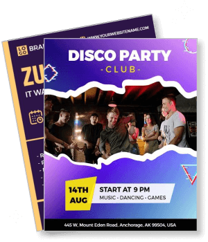 disco party club flyer music dancing games event promotion template