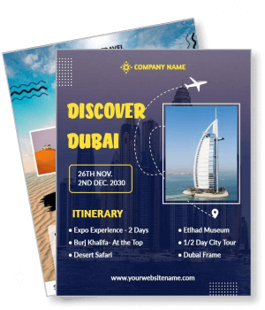 discover dubai travel itinerary burj khalifa desert safari etihad museum template
