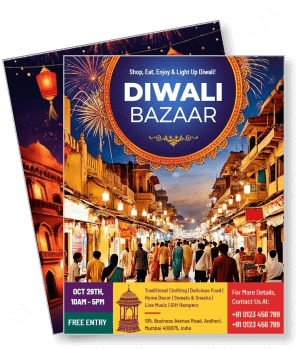 diwali bazaar event flyer colorful street market celebration template