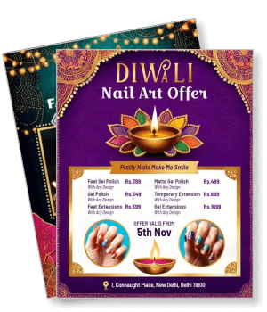 diwali nail art offer with diwali themed design template