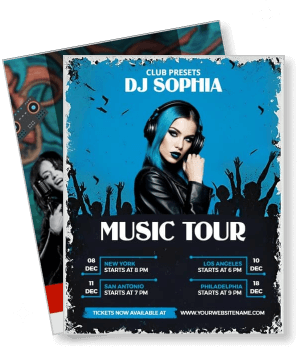 dj music tour event promotion blue theme template