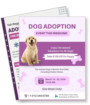 dog adoption event with golden retriever promotion template