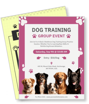 dog training group event flyer september 9th anchorage details entrance fee template