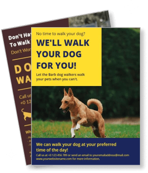 dog walking service design advertisement template
