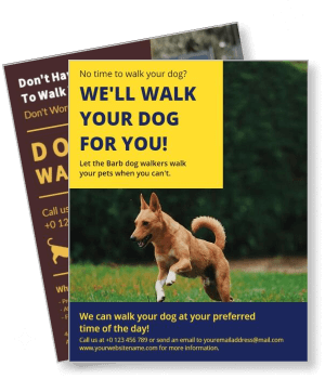 dog walking service flyer design advertisement template