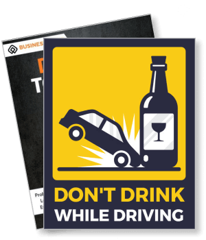 dont drink and drive warning sign with car and bottle graphic template