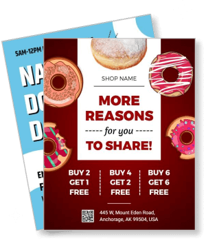 donut shop promotion flyer buy more get more offer template