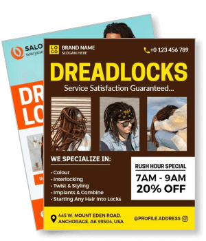 dreadlocks hair salon promotional service specials discount offer template