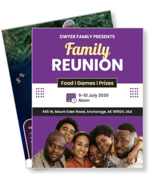 dwyer family reunion event poster july 2030 food games prizes template