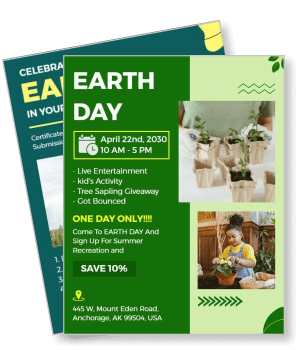 earth day event activities and discounts promotion template