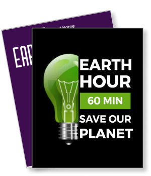 earth hour 60 minutes save our planet green lightbulb template