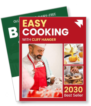 easy cooking book cover with chef and cooking scenes 2030 best seller template