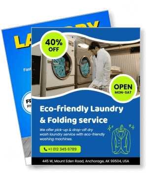 eco friendly laundry folding service promotional discount offer template