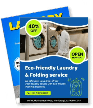 eco friendly laundry folding service promotional flyer discount offer template