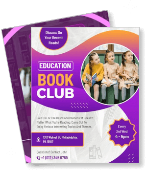 education book club with meeting details and discussion topic template
