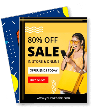 eighty percent off sale in store online offer ends today buy now yellow background template