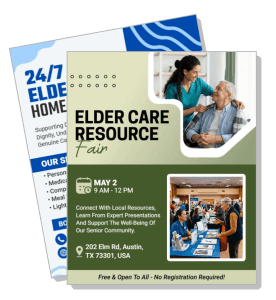 elder care resource fair event flyer design austin texas template