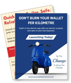 electric scooter launch promotion blue scooter advertisement template