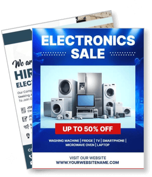 electronics sale advertisement washing machine fridge tv discount promotion template