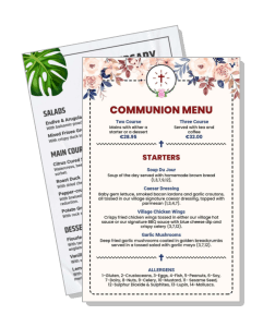 elegant communion menu design with starters description template