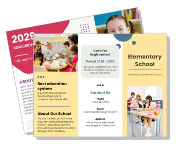 elementary school brochure template for registration and admissions