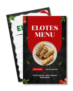 elotes menu flyer with contact information and address template