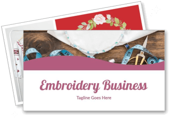 embroidery business marketing material with sewing tools template
