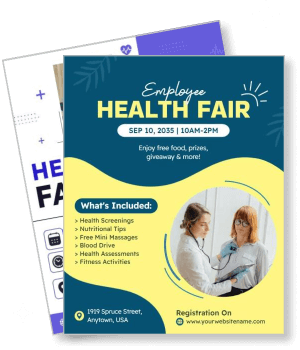 employee health fair flyer template with health screenings nutritional tips and more