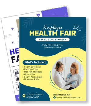 employee health fair template with health screenings nutritional tips and more