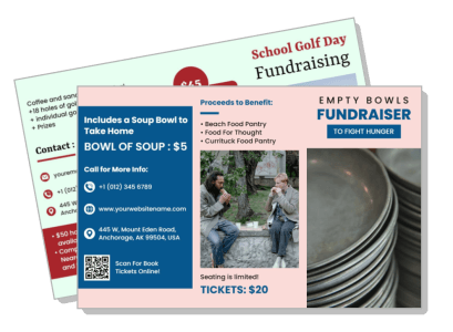 empty bowls fundraiser flyer charity event tickets information template