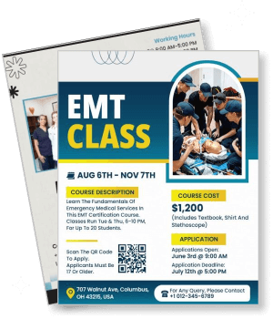 emt class course details information with application deadlines and cost template