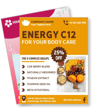 energy c12 body care supplement advertisement with nutritional benefits template