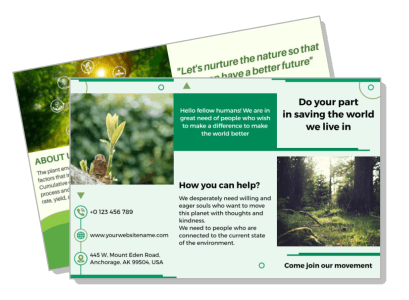 environmental awareness brochure design with contact information template