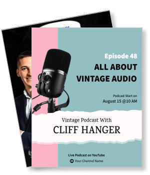 episode 48 vintage audio podcast cliff hanger live youtube announcement template