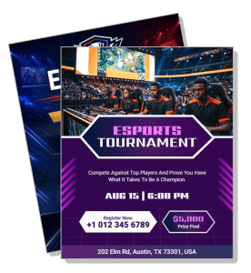 esports tournament flyer august 15 austin event competitive gaming template