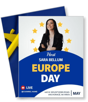 europe day event with host sara bellum live stream details and venue information template