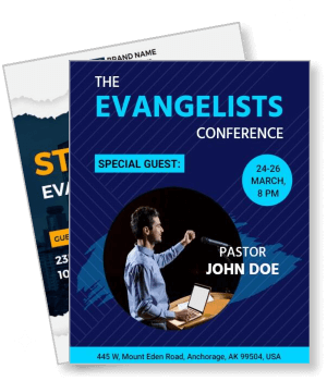 evangelists conference with speaker details and event information template