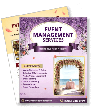 event management services design with contact information template