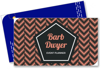 event planner business card design chevron pattern template
