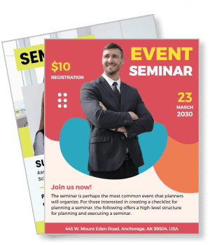event seminar with businessman and registration details template