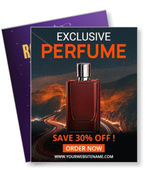 exclusive perfume advertisement promo save 30 percent off luxury fragrance offer template