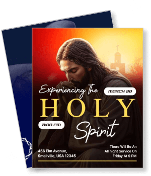 experiencing holy spirit event with jesus praying at sunset template