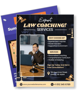 expert law coaching services brochure design with consultation details template