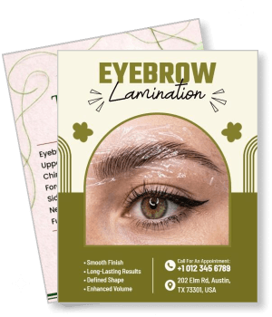 eyebrow lamination advertisement smooth finish enhanced volume austin texas contact info template